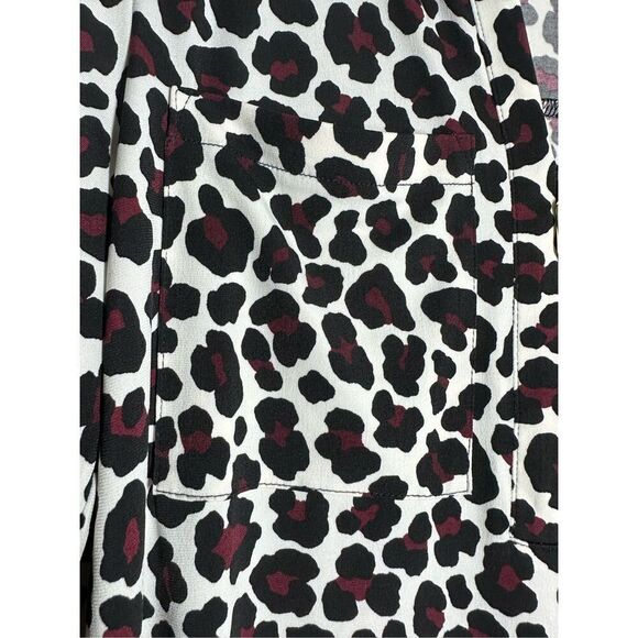 Michael Kors Leopard Burgundy Tie Sleeve Blouse Size M - Picture 3 of 12